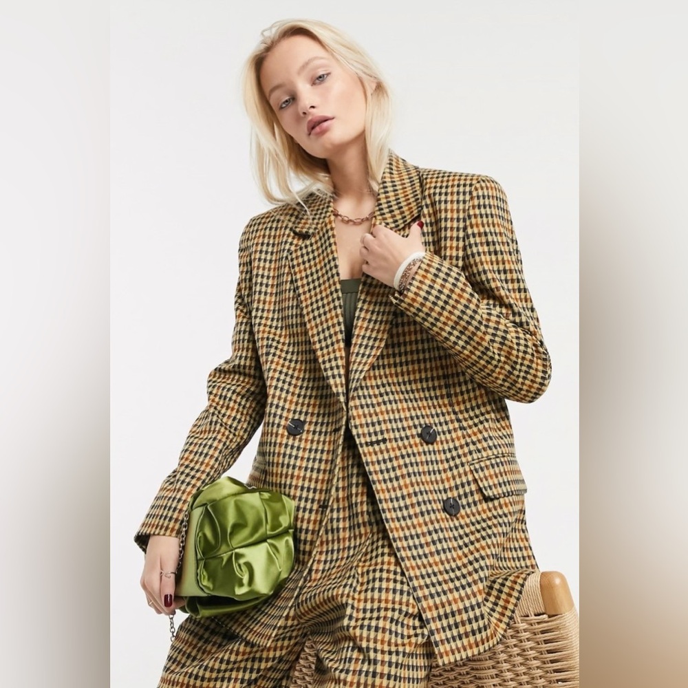 ASOS dad blazer oversized houndstooth multi check plaid tall multi NWT menswear